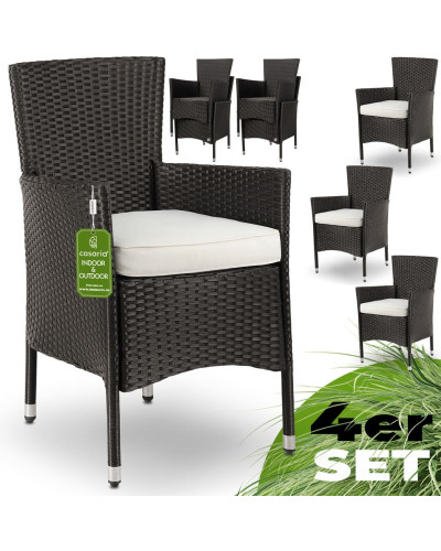 Garden Chairs Set of 4 Rattan Brown Cream